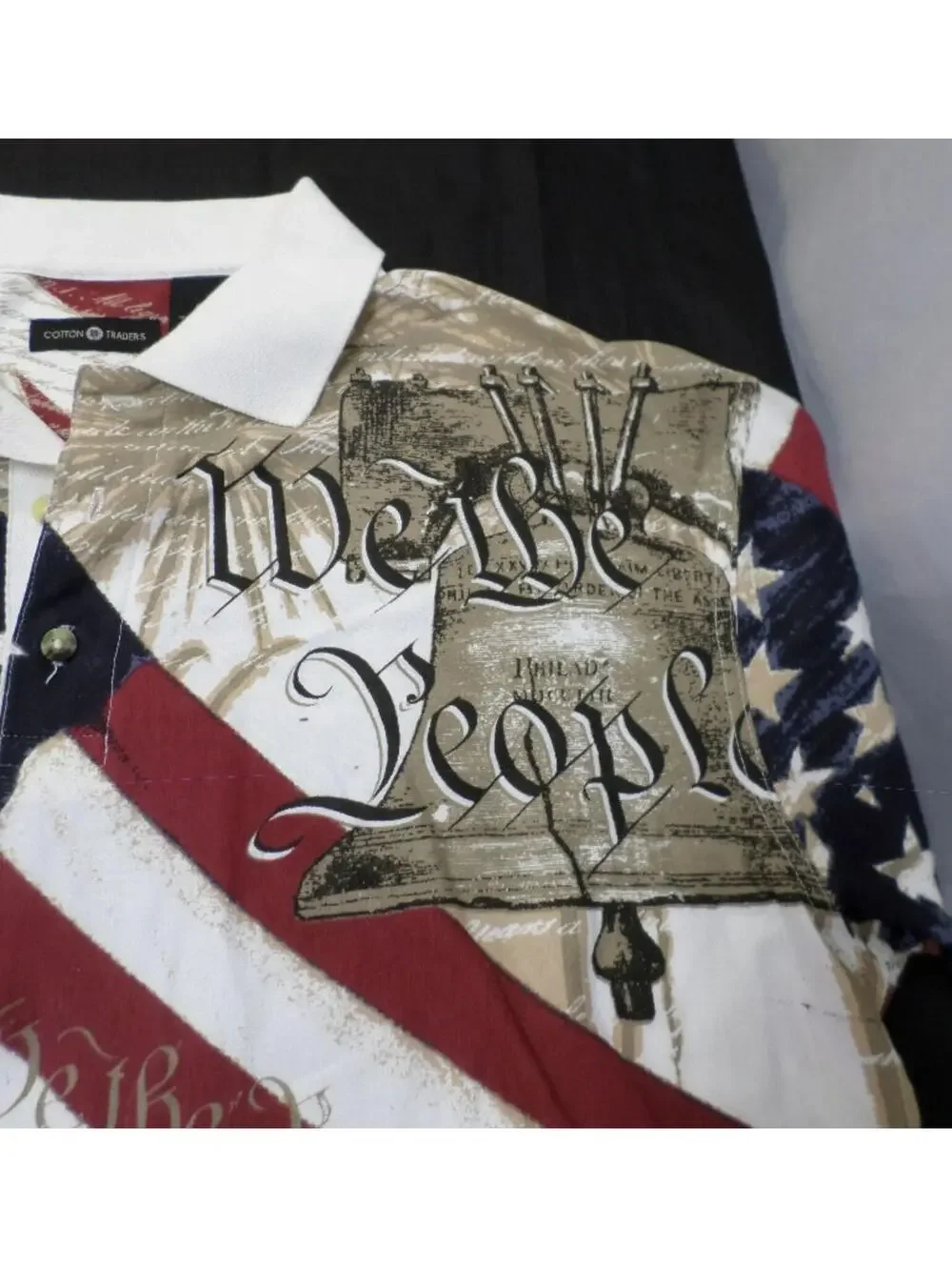 DESIGNER COTTON TRADERS WE THE PEOPLE COTTON POLO AMERICAN FLAG SHIRT MEDIUM - Picture 9 of 12